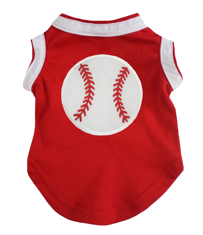 Petitebella Baseball Puppy Dog Shirt (Red, XXX-Large)